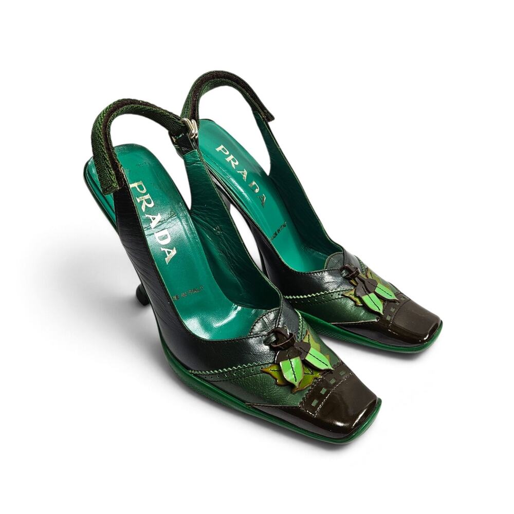 Vintage Prada F/W 1999 Leaf Applique Heels Slingback - Size 36 IT (US 6)